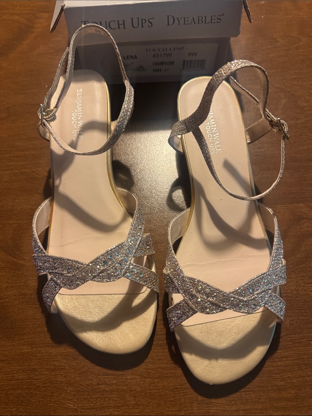Touch Ups Champagne Glitter Crisscross Sandals